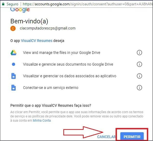 Criando e editando currículos no Google Docs