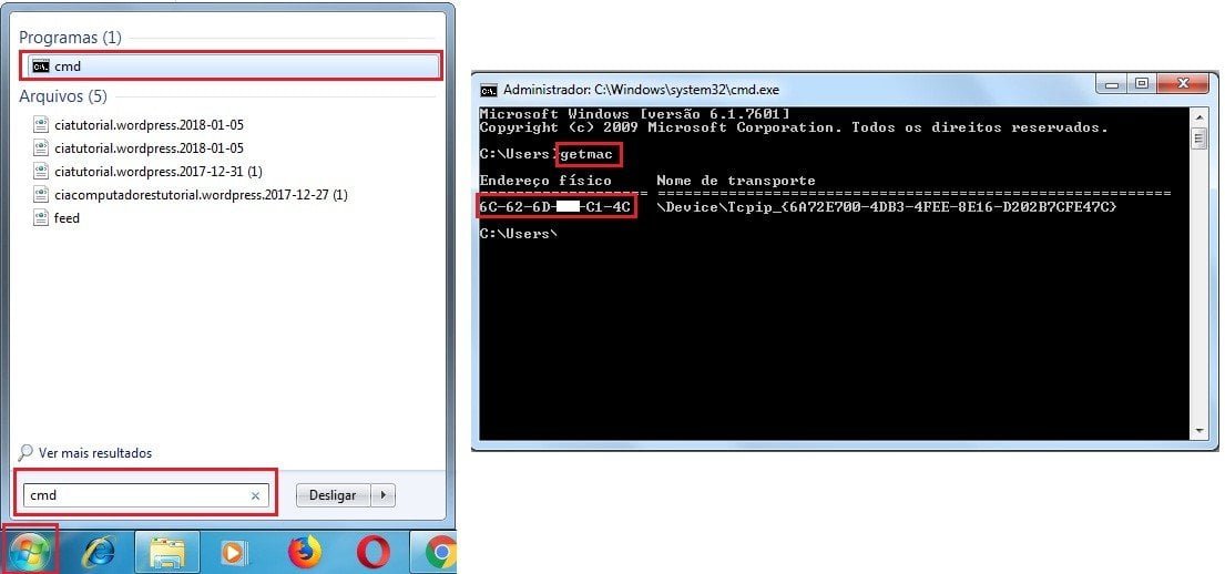 Como achar o MAC no PC?