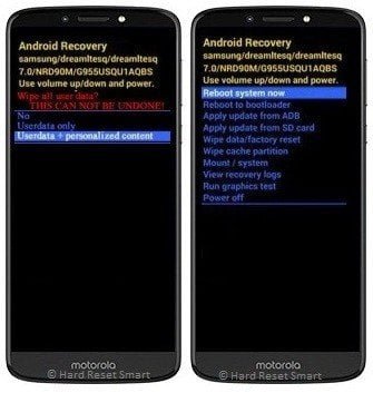 Hard Reset Motorola Moto G Geração 5 através do modo de recuperação