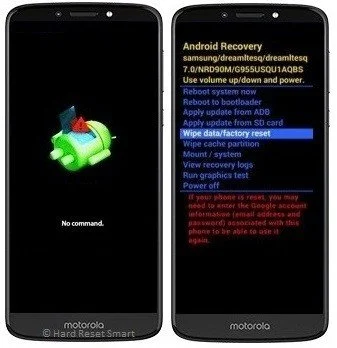 Fazendo Hard Reset no Motorola Moto E4 Plus através do modo de recuperação.