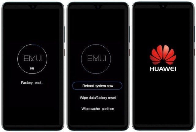 telas 4, 5 e 6 factory reset Huawei Mate 10