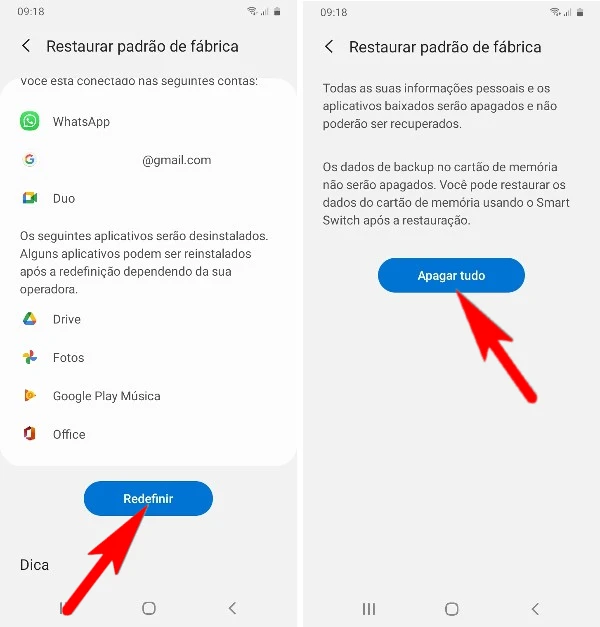 Como formatar Samsung Galaxy M10 pelas configurações?