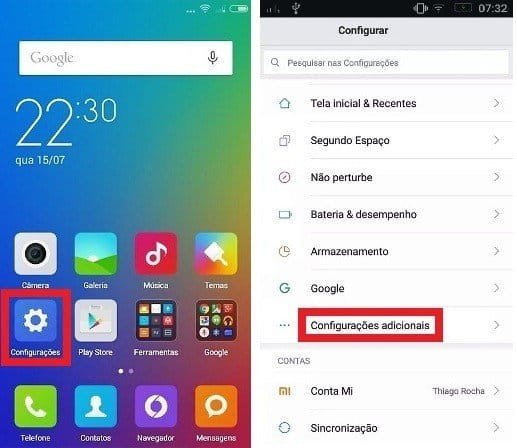 Fazendo um backup no celular Xiaomi.