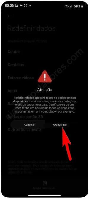 Como formatar Xiaomi Redmi 8A pelas configurações?