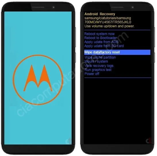 Como formatar Motorola Moto E6 Play através do modo de recuperação?