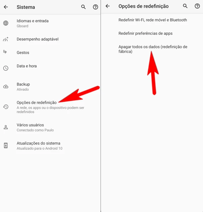 Como resetar o Motorola Moto G8 Power Lite pelas configurações?