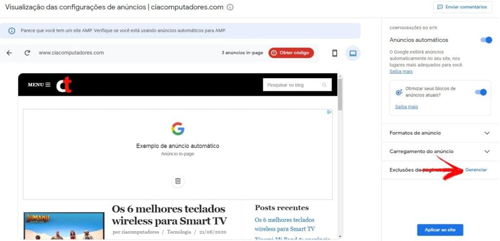 Como bloquear anúncios automáticos do Adsense em páginas específicas?