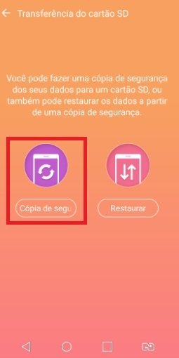 Criando backup no cartão de memória com o LG Mobile Switch