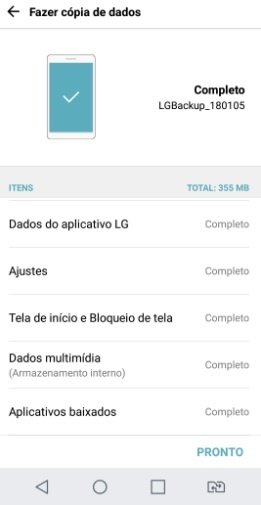 Criando backup no cartão de memória com o LG Mobile Switch