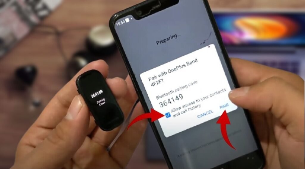 pareando a OnePlus Band com um telefone ou tablet