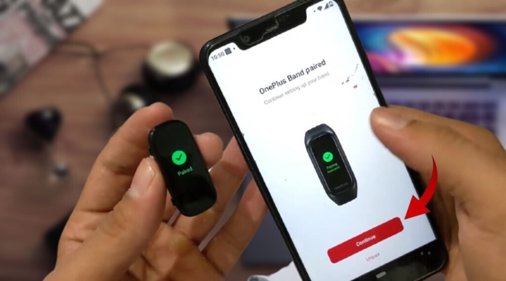 pareando a OnePlus Band com um telefone ou tablet
