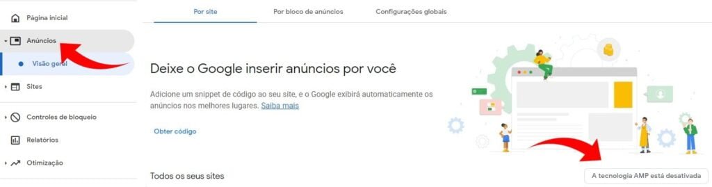 Como ativar os Anúncios Automáticos AMP no painel do Adsense?