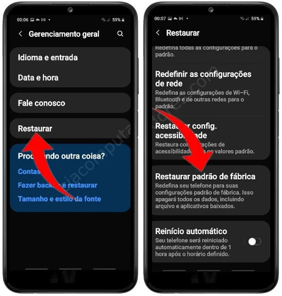 Como formatar Samsung Galaxy A03s pelas configurações?