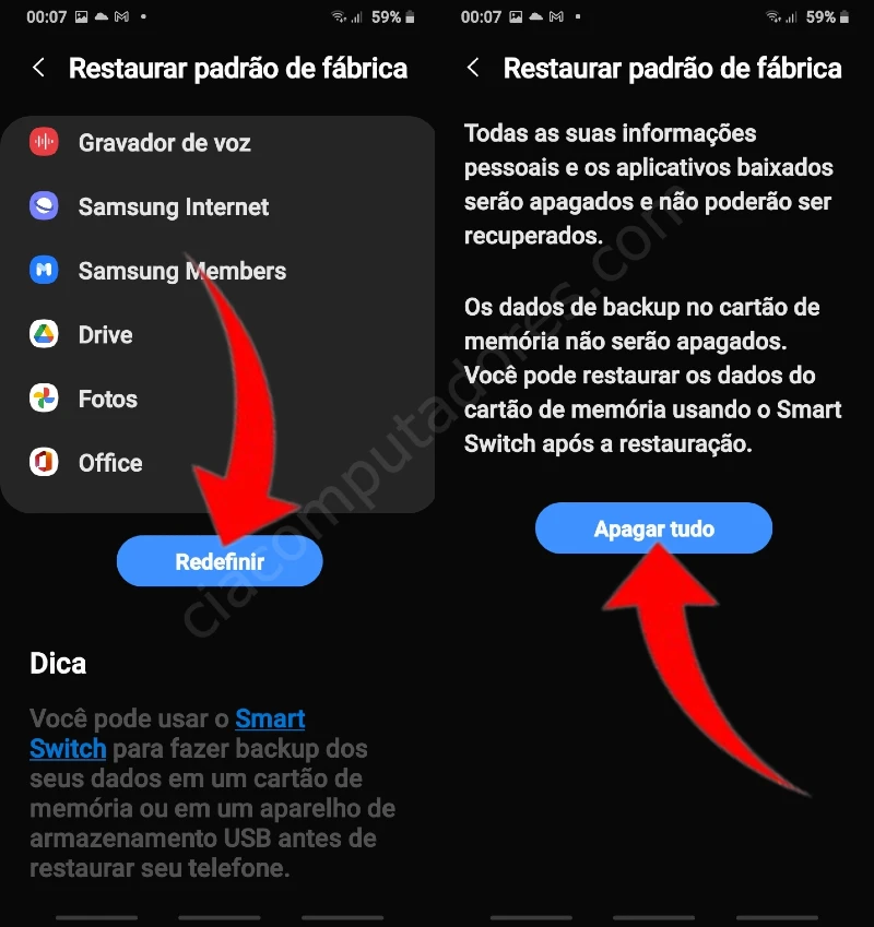 Como redefinir o Samsung Galaxy A32 ligado para sua configuração de fábrica?