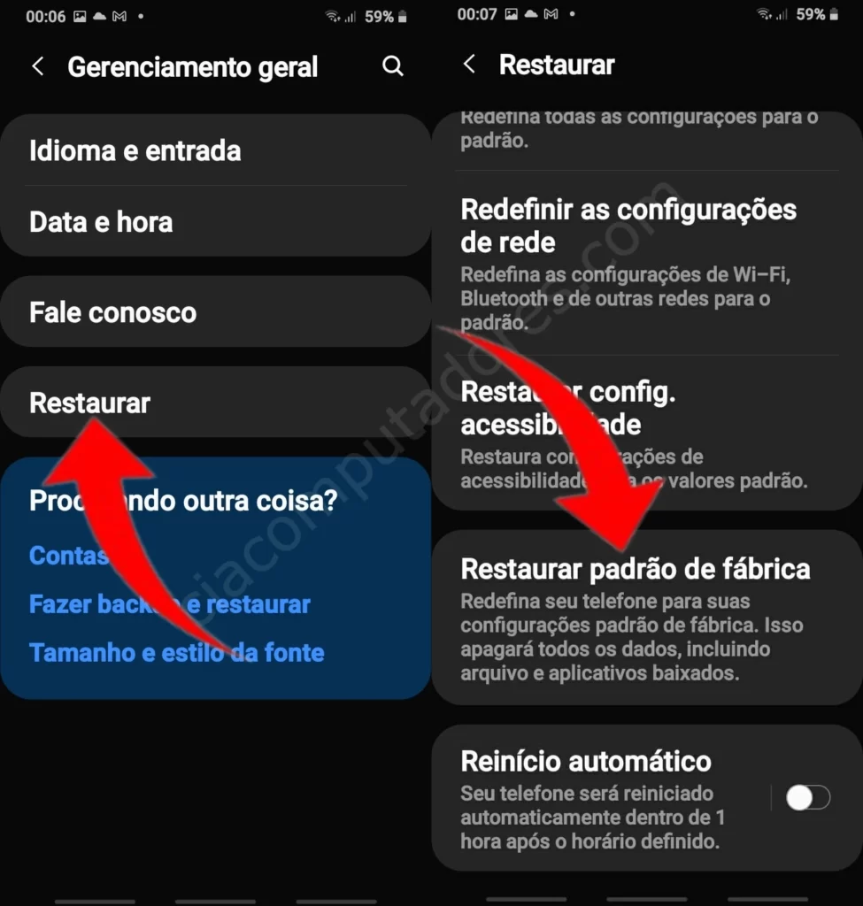 Como redefinir o Samsung Galaxy M52 5G ligado?