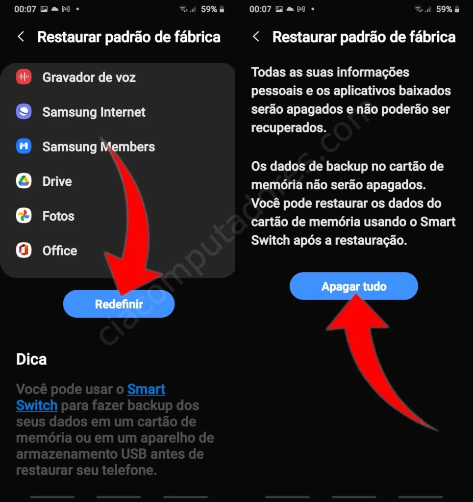 Como redefinir o Samsung Galaxy M52 5G ligado?