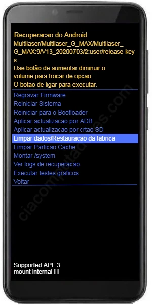 Formatar Multilaser G Max usando os botões