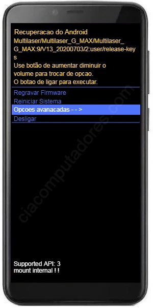 Formatar Multilaser G Max usando os botões