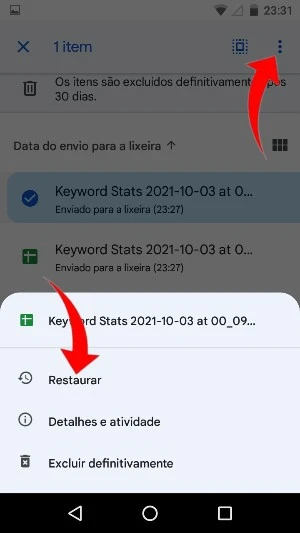 Como restaurar arquivos do Google Docs no celular Android, iPhone ou iPad?