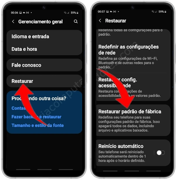 Como formatar o Samsung Galaxy S22 pelas configurações?