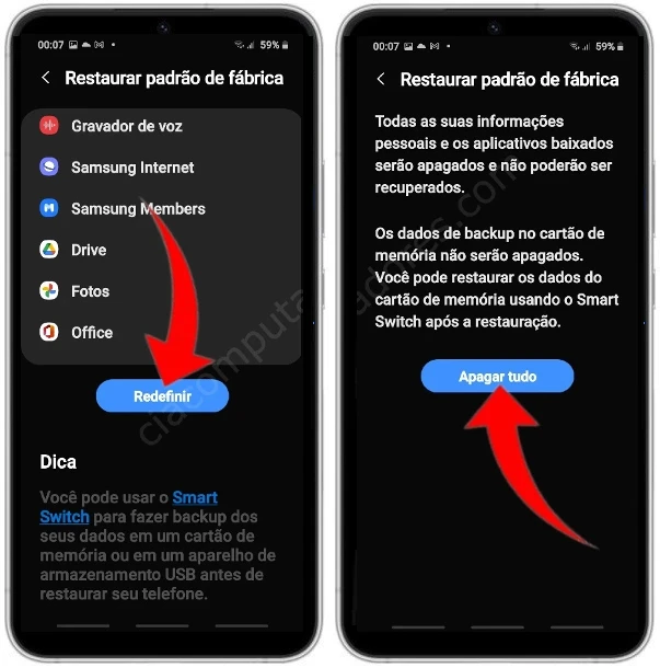 Como formatar o Samsung Galaxy S22 pelas configurações?