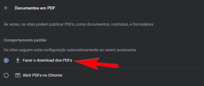 Configurar Google Chrome para fazer download do PDF