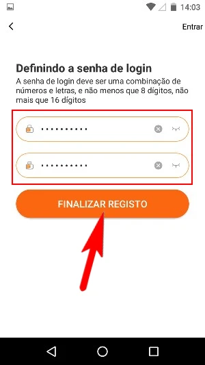 Como criar uma conta no aplicativo?