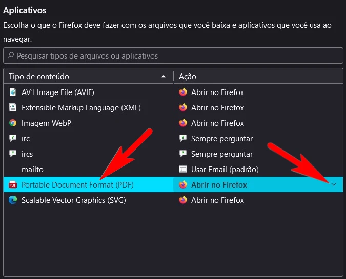 Configurar Firefox para fazer download do PDF