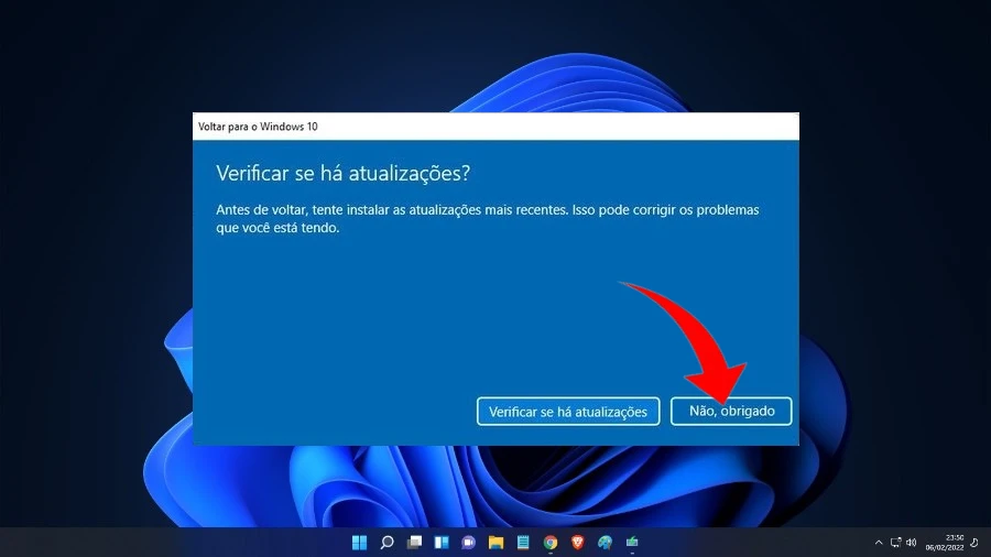 Retornar para o Windows 10 usando o recurso de recuperação