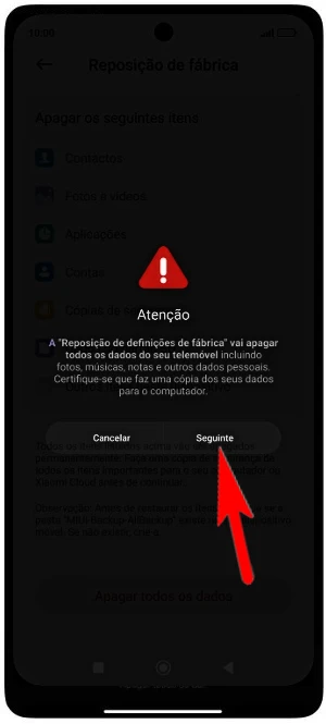 Como restaurar Poco X4 Pro 5G pelas configurações?