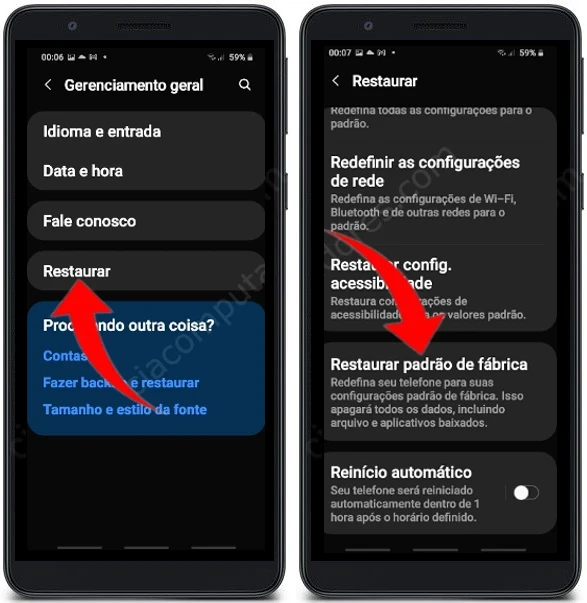 Como formatar o Samsung Galaxy A01 Core pelas configurações?