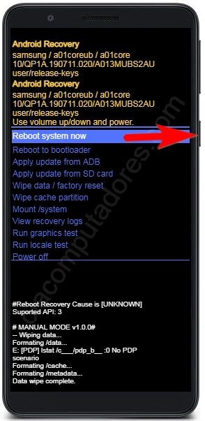Como formatar Samsung Galaxy A01 Core pelo modo de recuperação?