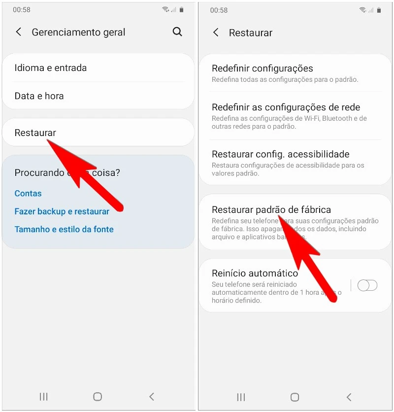 Como formatar / restaurar o Samsung Galaxy A03 Core (menu configurar)