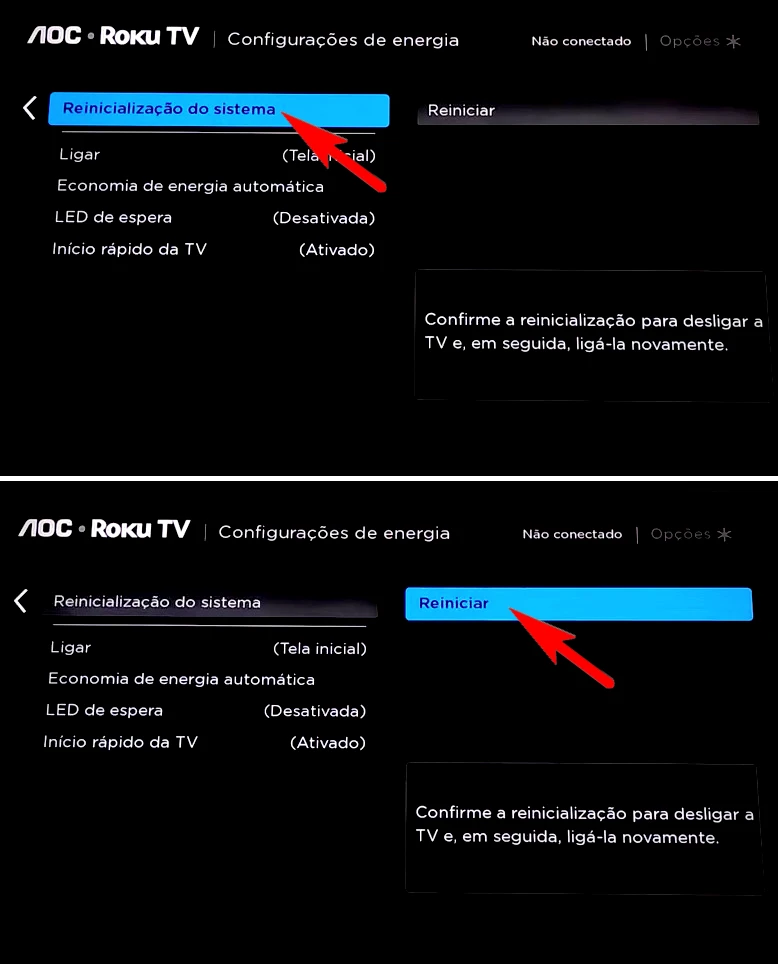 Como reiniciar AOC Roku TV?