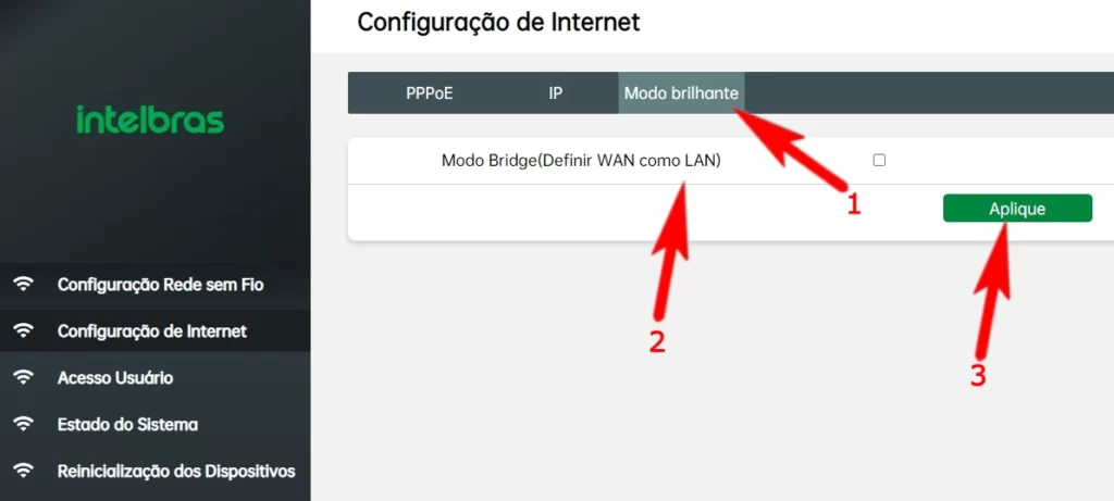 Configurar Modo Brilhante no Intelbras GX 3000 Roteador 5G.