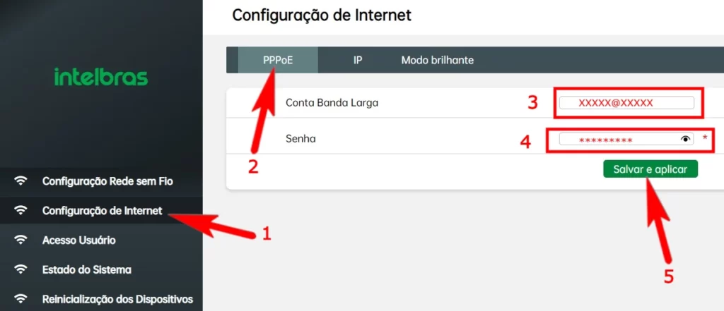 Configurar conexão PPPoE no Intelbras GX 3000 Roteador 5G.