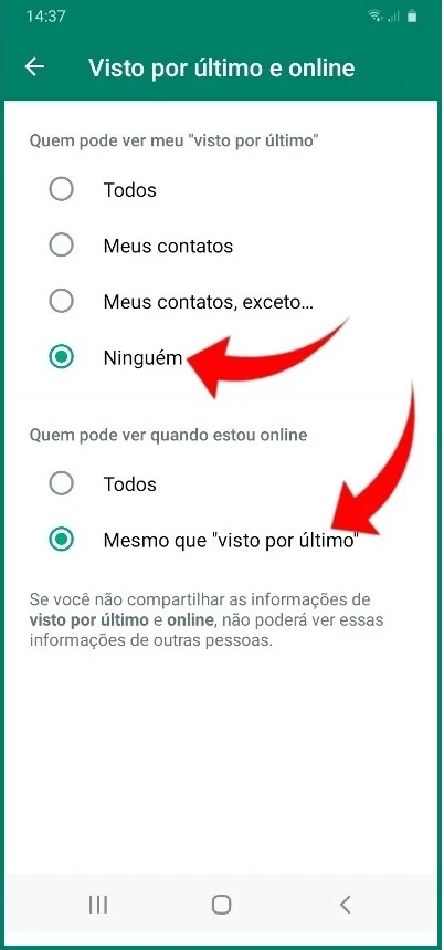 Como ocultar status online do WhatsApp no Android?