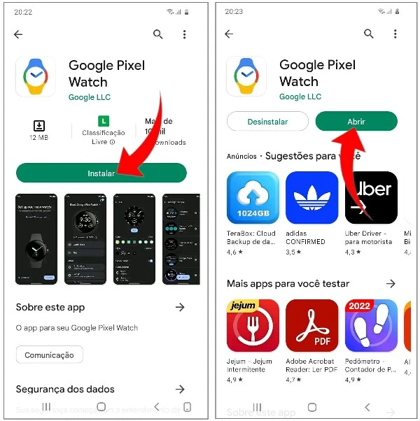 Conectando o Google Pixel Watch com o celular.