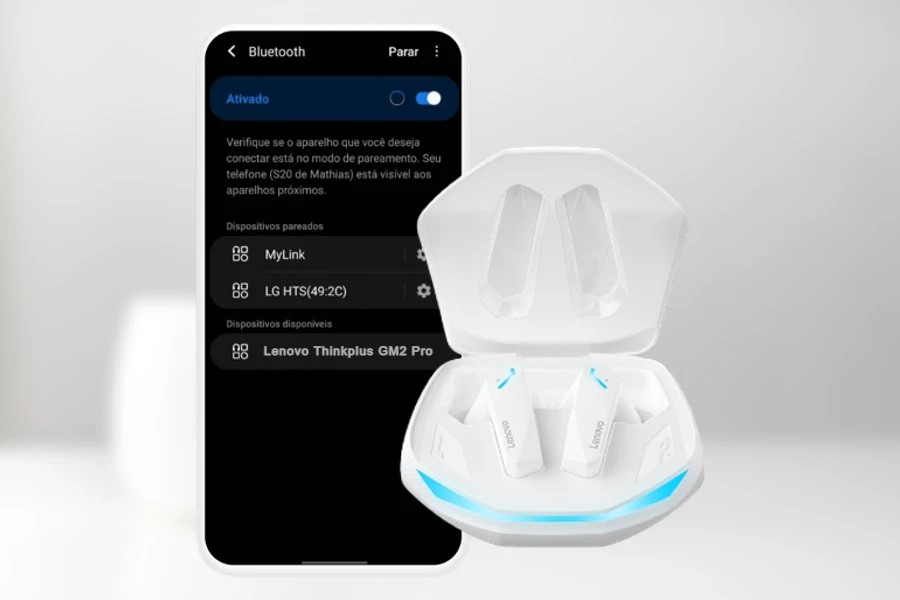 Como emparelhar os fones Lenovo GM2 Pro com o celular?