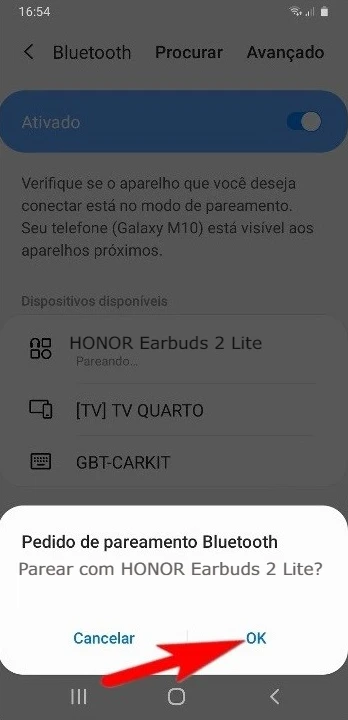 Como emparelhar Honor Earbuds 2 Lite no celular Android?