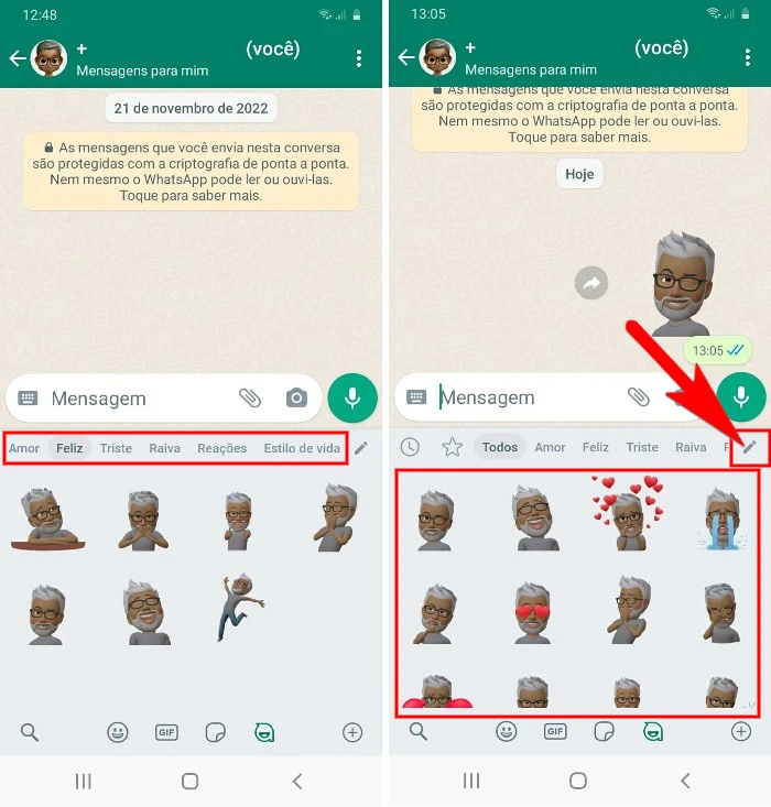 Como enviar figurinhas do seu avatar em uma mensagem do WhatsApp?