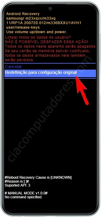 Como formatar Samsung Galaxy M33 5G pelos botões?