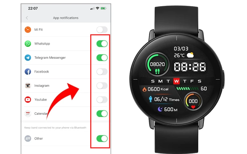 ative as notificações do smartwatch Mibro