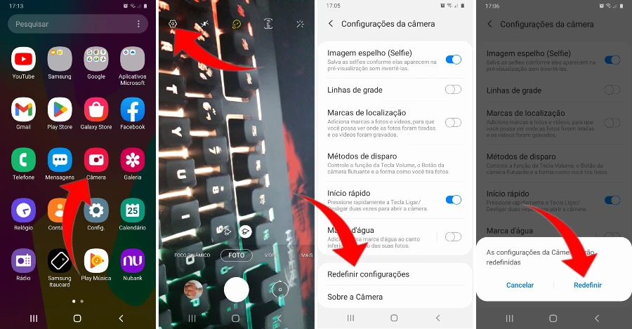 Redefina as configurações da câmera do celular Samsung Galaxy