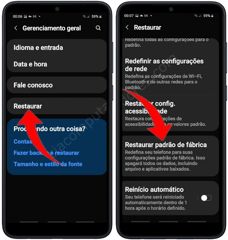 Como formatar o Samsung Galaxy A05 pelas configurações?