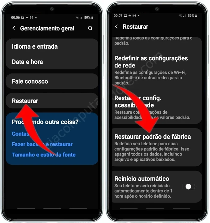 Como formatar o Samsung Galaxy M34 5G pelas configurações?