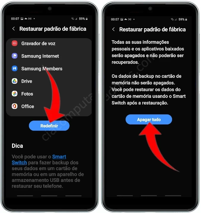 Como formatar o Samsung Galaxy M34 5G pelas configurações?