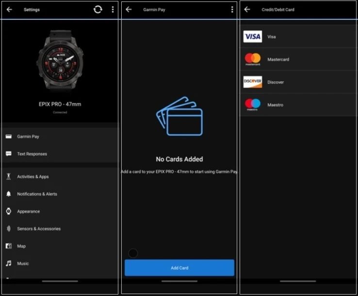 Configurando o Garmin Pay