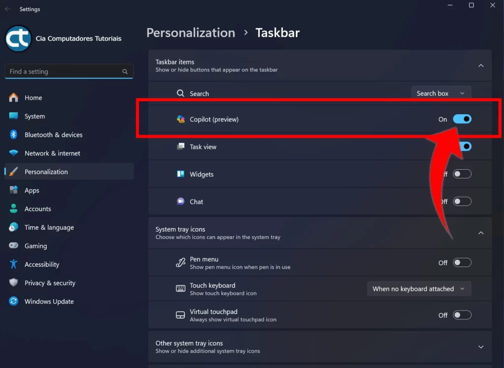 Como ativar/desativar o Copilot no Windows 11?