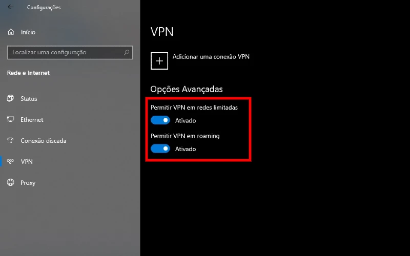 Desativando a VPN